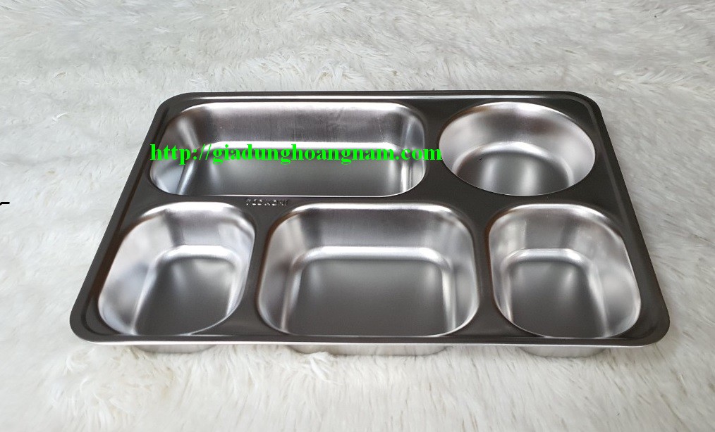 KHAY CƠM 5 NGĂN SÂU LÒNG INOX 304 KHÔNG NẮP