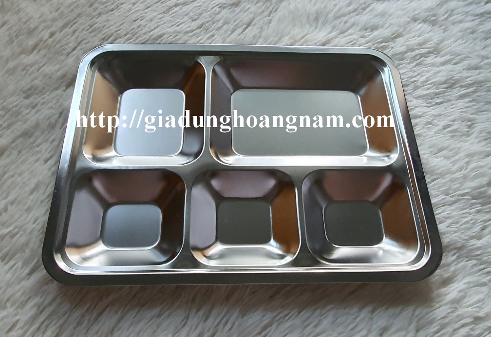 KHAY CƠM 5 NGĂN CẠN INOX 201 KHÔNG NẮP